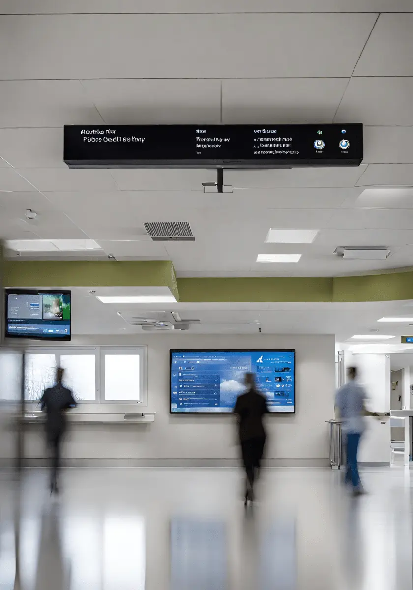 Hospital digital signage displaying critical information