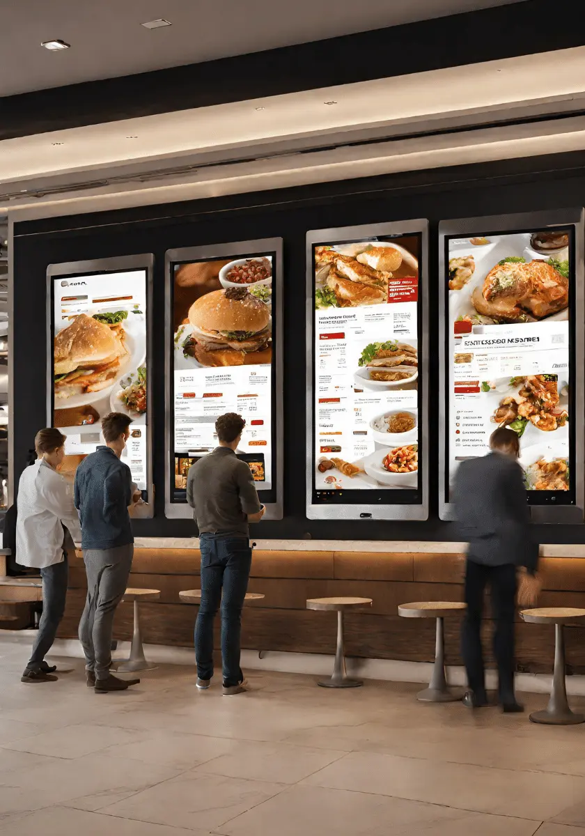Digital signage display in a restaurant showcasing innovative digital menu boards