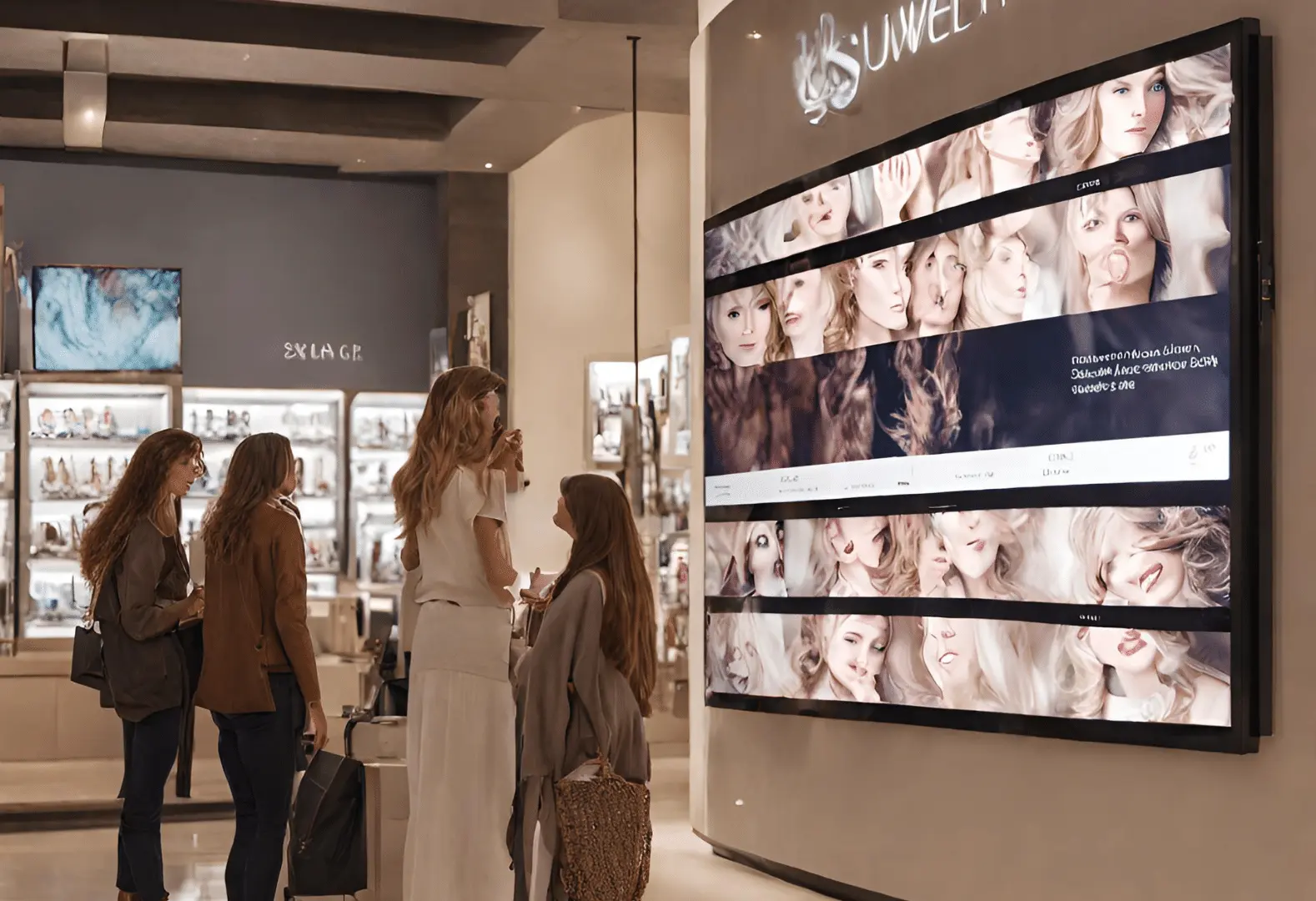 Digital signage display in a jewelry store showcasing Compliance and Security on Android Displays